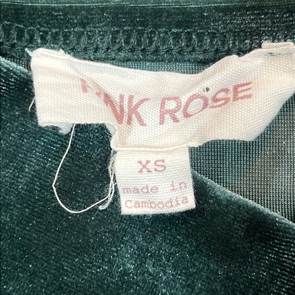 Pink Rose Velvet Slip Dress XS Green Y2K Whimsigoth Coquette HOCO Formal  Girly - Picture 9 of 10